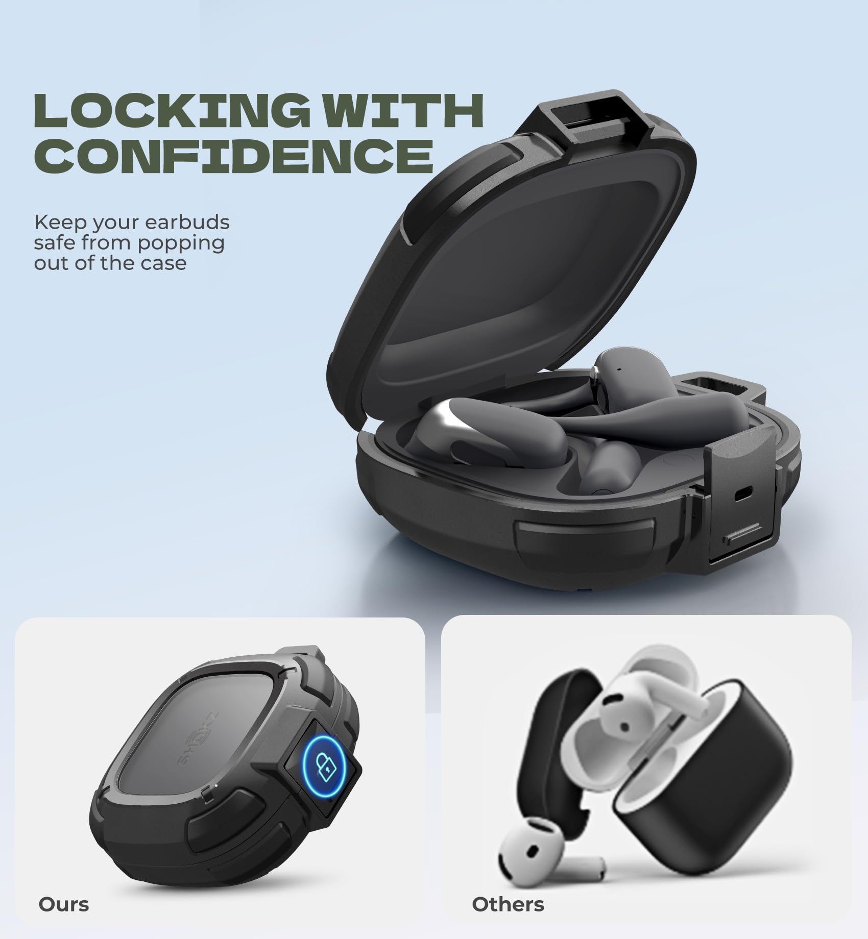 Amazon | Dexnor Shokz OpenFit 2 ケース 落下防止ロック 耐衝撃 堅牢