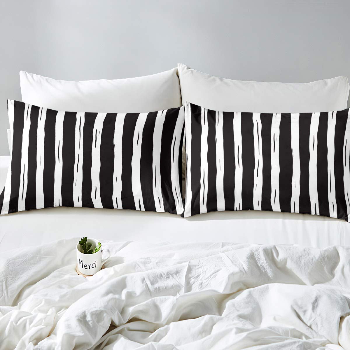 Set Di Biancheria Da Letto A Strisce Bianche E Nere(313