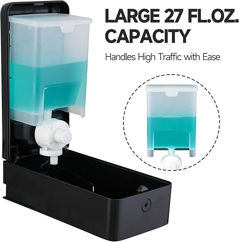 Miniatura 2 de Dispensador de jabón manual de 27 oz (27.1 fl oz), ideal para baños comerciales, restaurantes, hoteles, uso con champú líquido de jabón de manos,