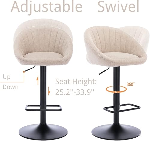 Miniatura 5 de CIMOO Juego de 2 taburetes de bar giratorios modernos sillas tapizadas de isla de cuero verde con respaldo y reposapiés para cocina hogar bar pub