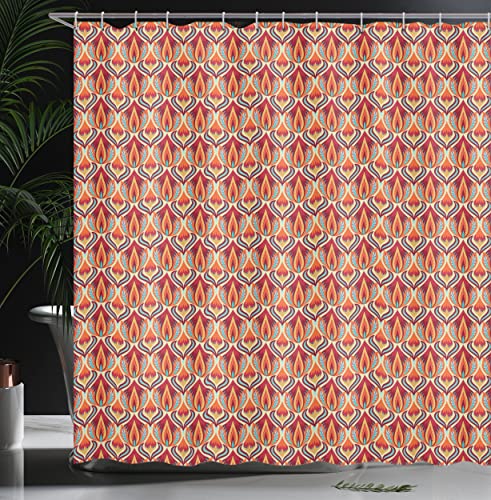 ABAKUHAUS Retro Shower Curtain, Nature Inspired Abstract Repeating Motifs Curvy Leaves and Petals Antique Rococo - Image 3