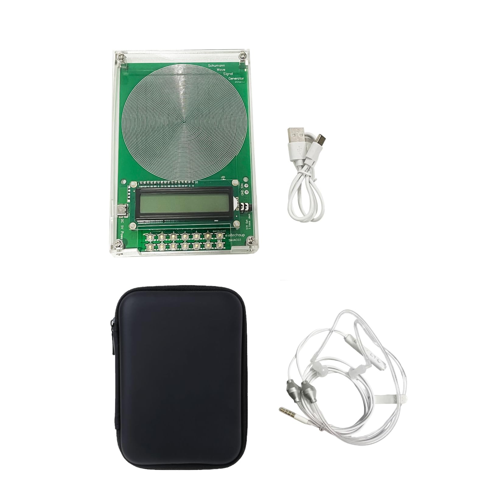 Digital Circuit Schumanns Sign Kopfhörerset mit anpassbarer 0, 1-Hz-30-kHz Frequenzreichweite und Reise Aufbewahrungstasche, verstellbarer Generator, tragbare elektronische Aufbewahrungstasche, USB