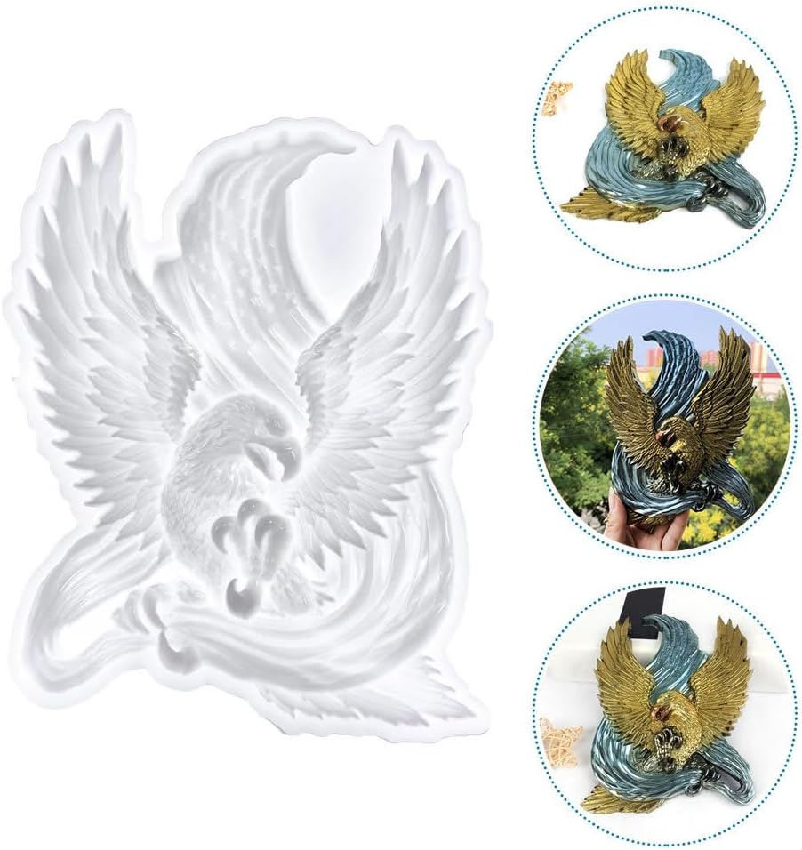 KALLORY Eagle Silicone Mold for Epoxy Resin Crafts Durable Casting Mold for Eagle Shaped Decorative Wall Art and Handmade Ornaments 7.59 X 6.02 Inches
