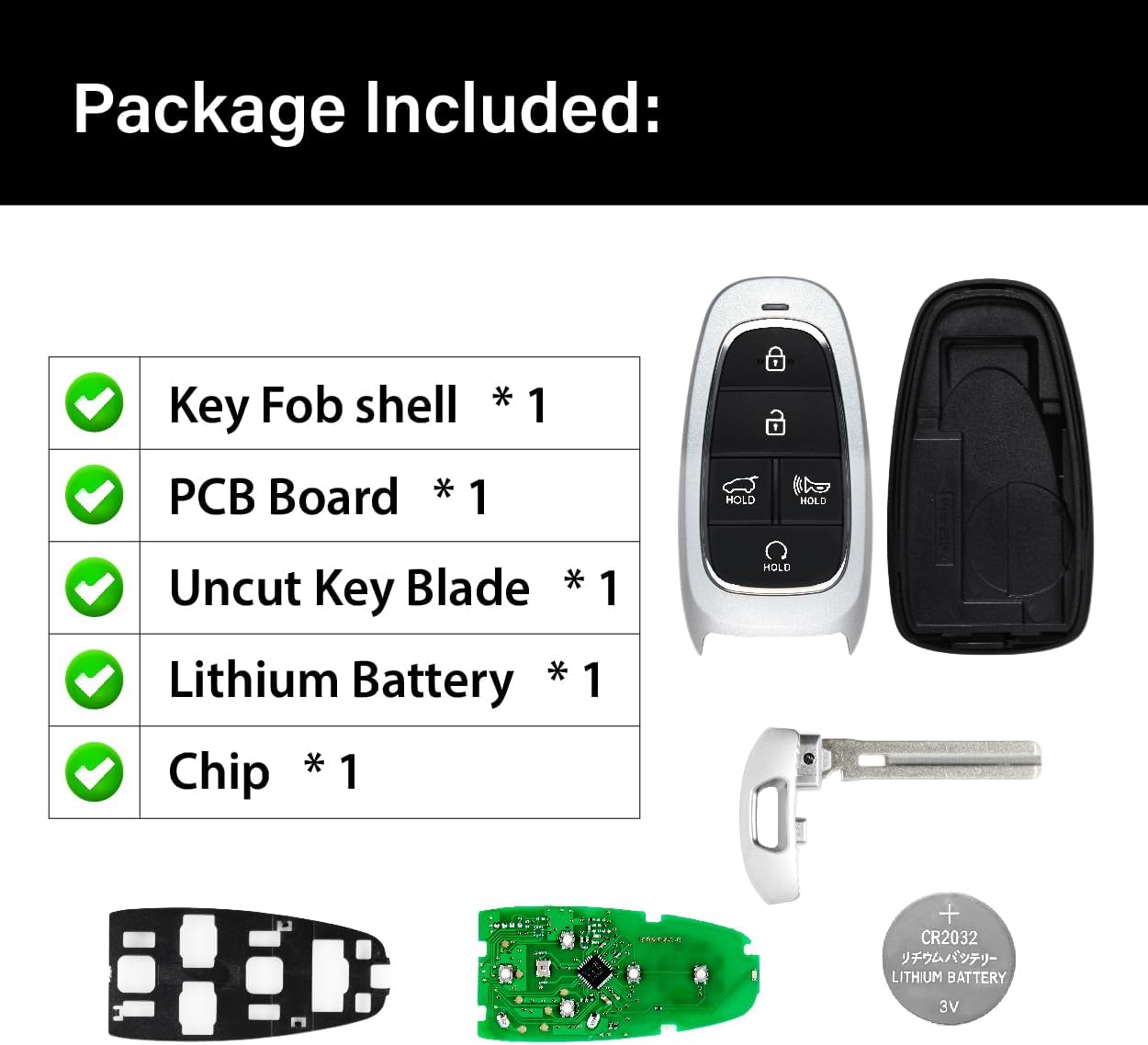 Replacement for 2022 Hyundai Tucson Key Fob Remote Control TQ8-FOB-4F27 5 Buttons 433MHz