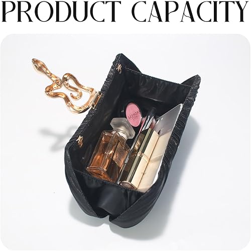 Miniatura 6 de Monederos dorados para mujer, elegante bolso de noche plisado con cierre de serpiente para boda, fiesta, baile de graduación Negro