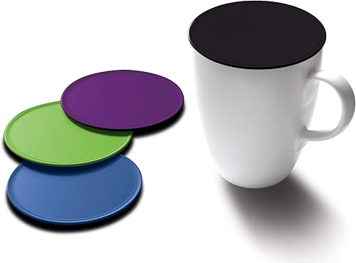 Drink Tops Tap and Seal Fundas de café y té, succiona suavemente las tazas para mantener las bebidas más calientes durante más tiempo y reducir las