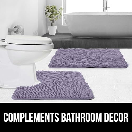 Vista 298 de Gorilla Grip - Tapete de baño de 30” x 20”, de felpilla gruesa, suave y absorbente, secado rápido, de microfibra, con reverso de caucho, para piso