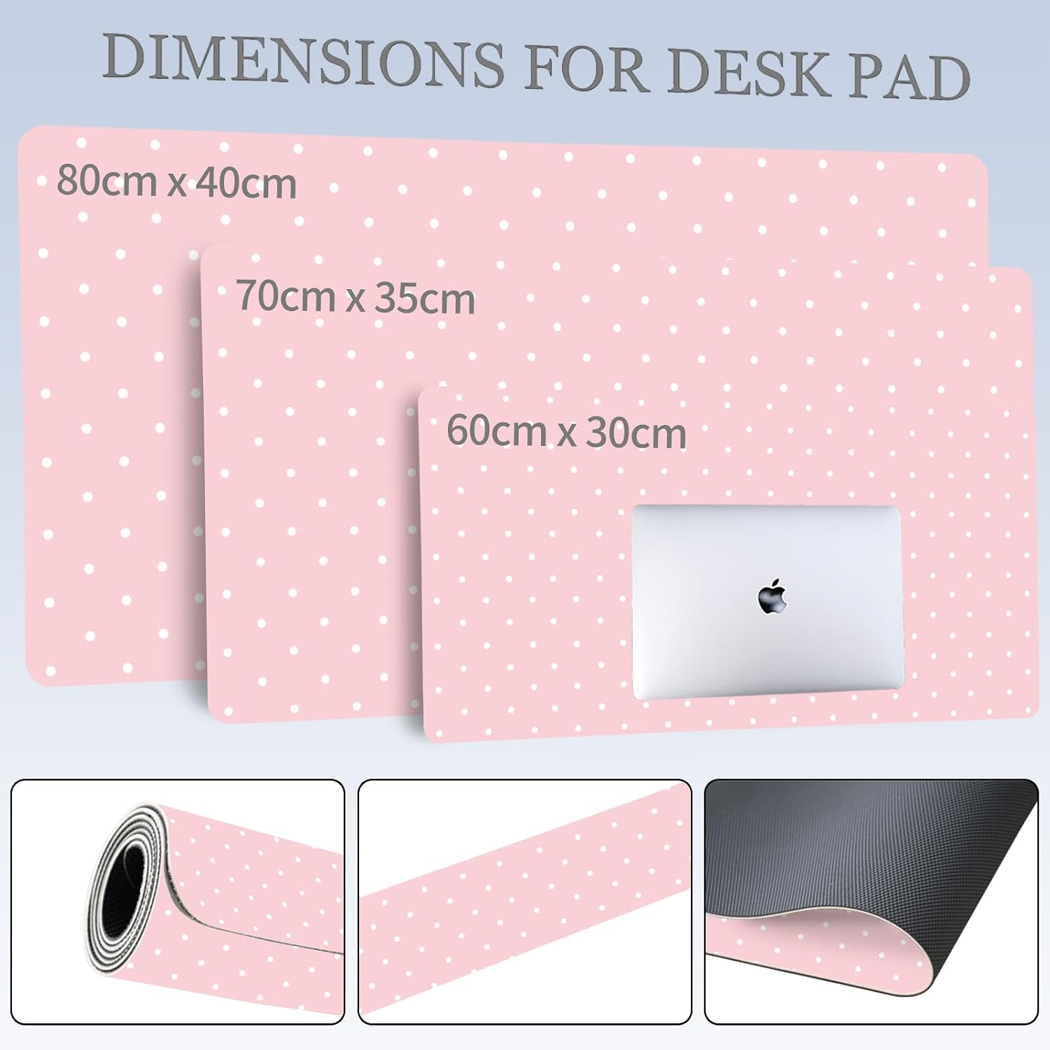 White Polka Dot Leather Desk Mat Extended Gaming Mouse Pad image 3