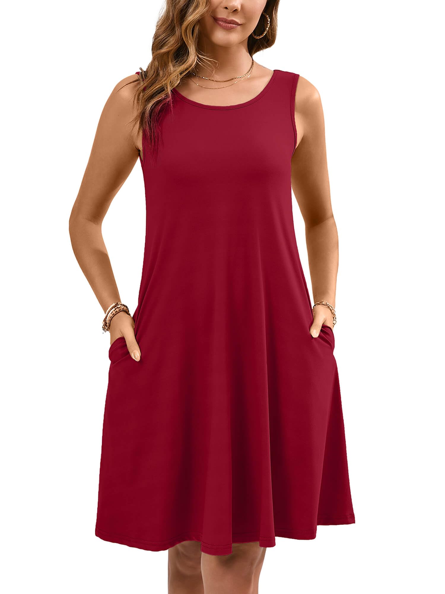 Heymoments Women Sleeveless Summer Beach Dresses with Pockets