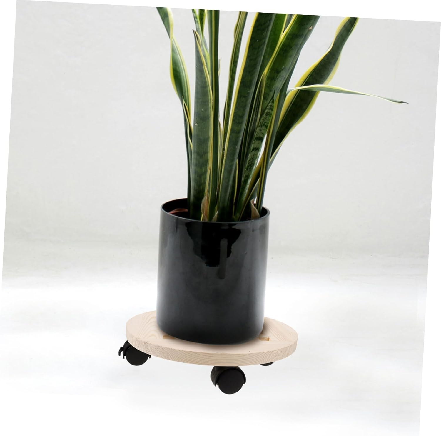 Roller Planter Stand Mobile Flowerpot Base Wooden Tray Detachable Wheel for