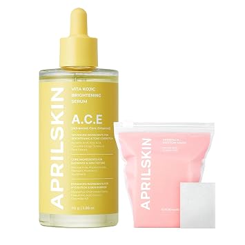 APRILSKIN Vita Kojic Serum & Facial Pads Instant Luminous Glow & Dark Spot Care, Perfect for 5-Min DIY Brightening Mask, 3.88 oz + 60ct, Korean Skincare