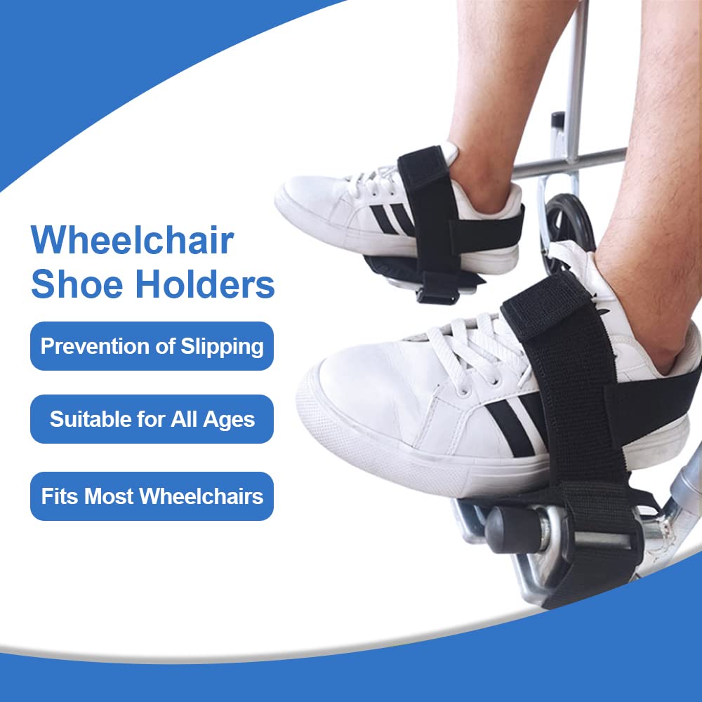 Correas de zapatos de retención para sillas de ruedas, Soporte de zapatos ajustable para reposapiés para sillas de ruedas, Soporte de fijación de zapatos para adultos mayores y discapacitados