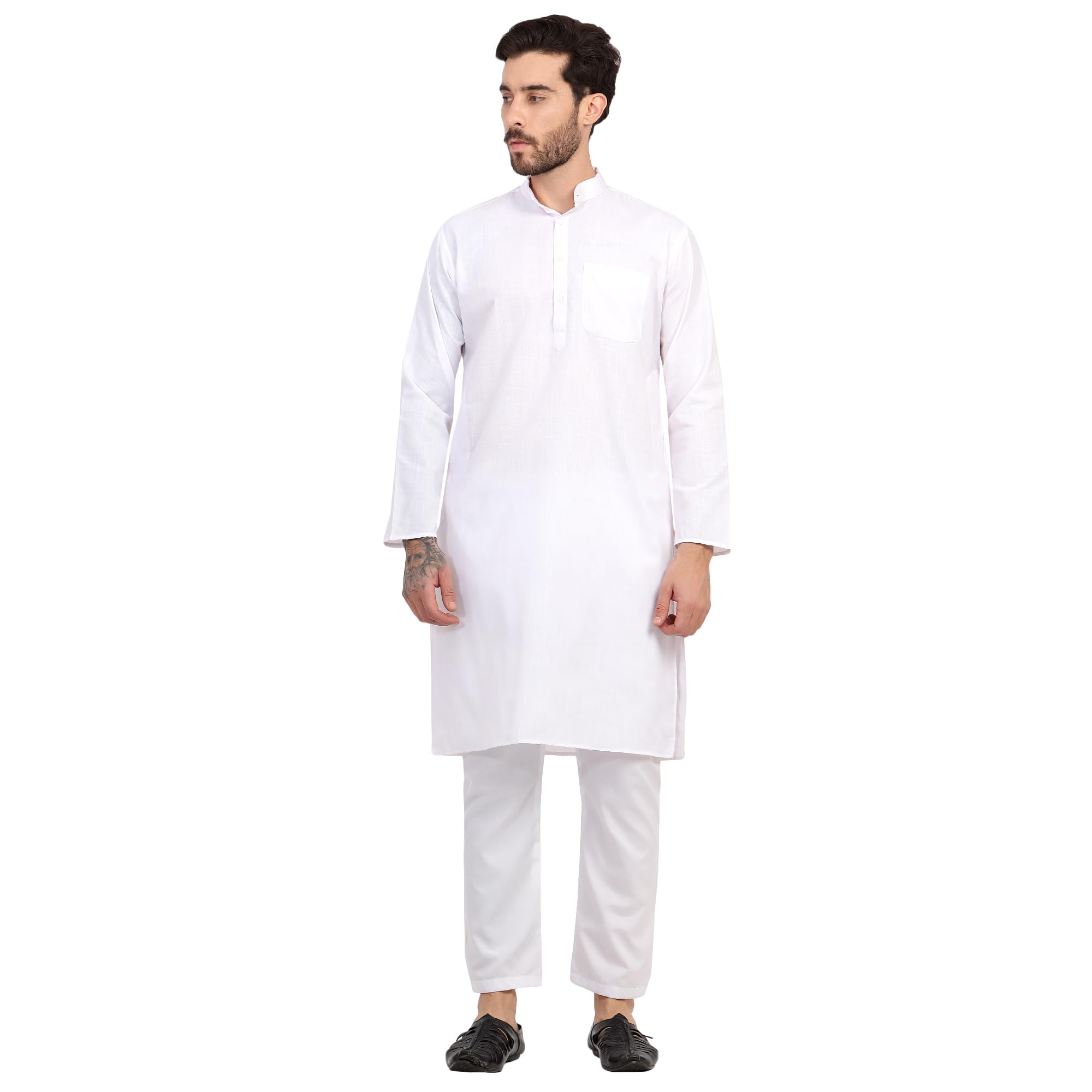 Men's Cotton Full Sleeve Long Knee Length Kurta Pajama Comfortable Wear for Festival and Occasion like Holi,Diwali,Eid,Haldi,Mehendi and Wedding-image-33
