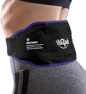 Hilph Low Back Ice Pack Wrap for Men Women, Reusable Gel Back Ice Belt with Hot Cold Therapy for Lumbar Pain, Abdominal Pain, Lumbar Surgery, Sciatic Nerve, Coccyx, Tailbone Pain (Black)