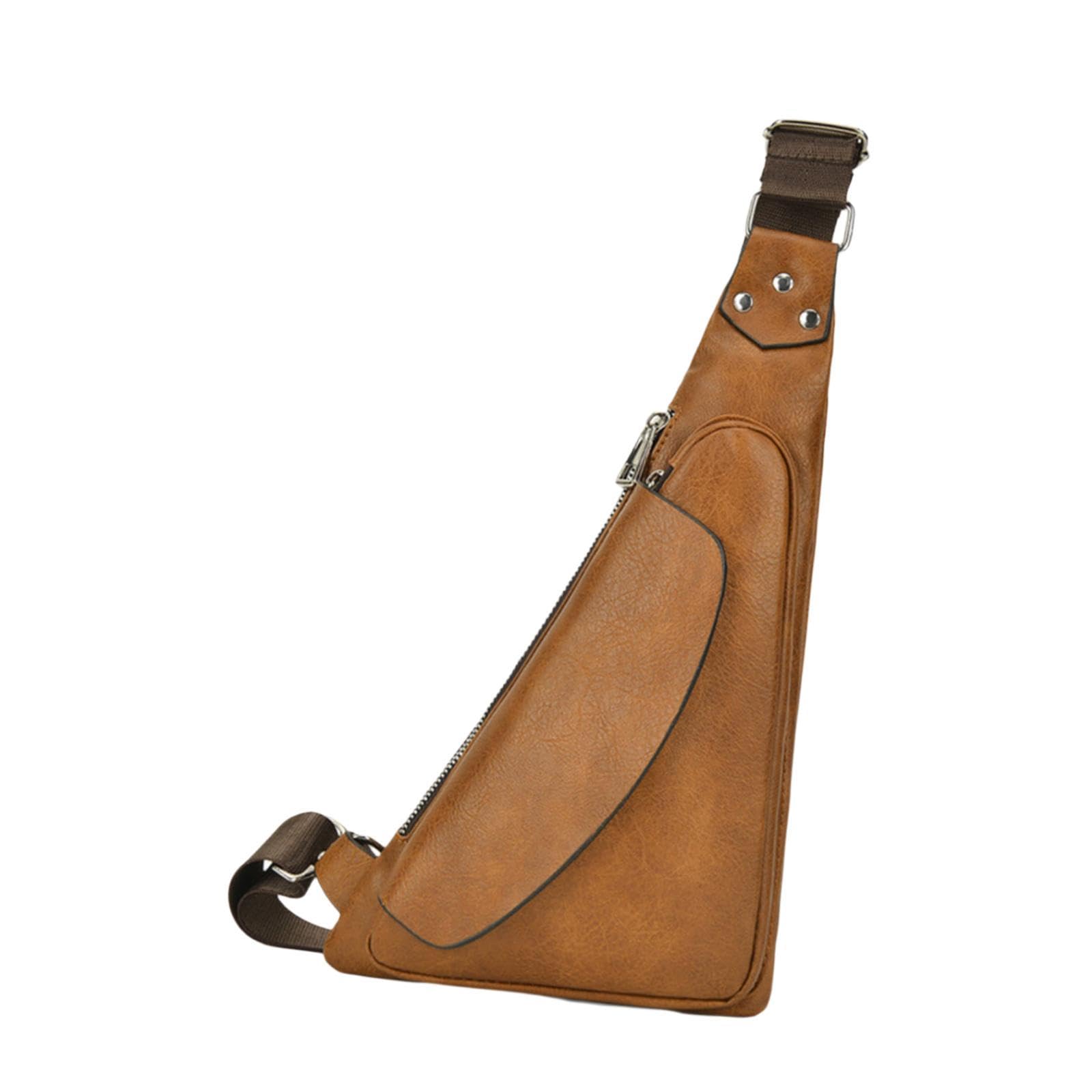 HEAVENGLOW PU Leather Crossbody Bag Portable Waist Bag for Men for Work Hiking Climbing Light Brown|Womens Handbags & Bags-image-29
