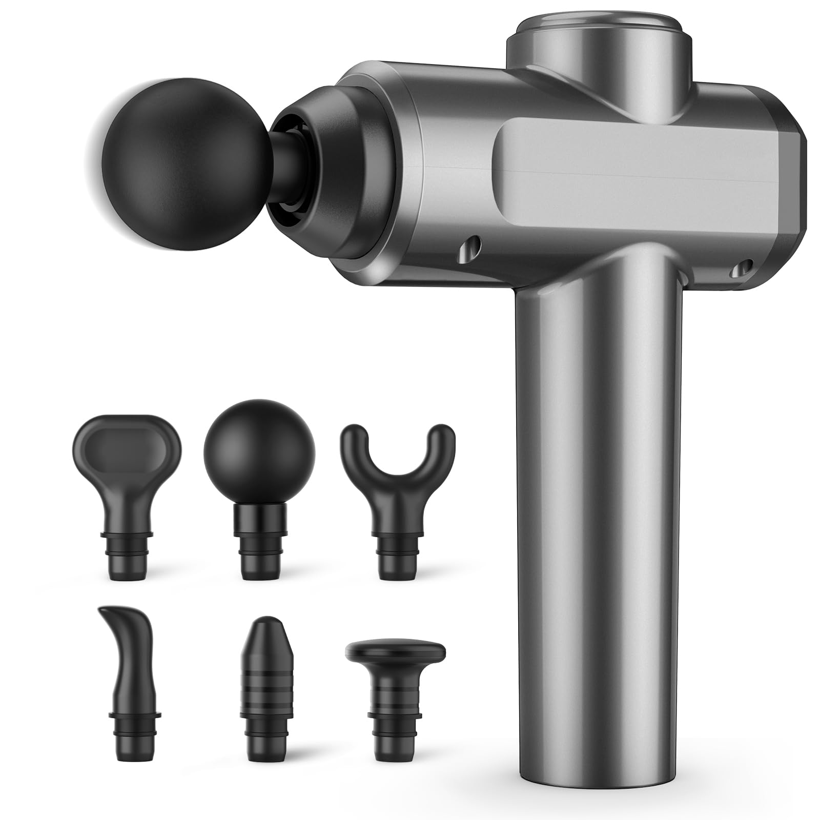 Pistola Massaggio Muscolare Professionale, 30 Velocità 3300rpm Massaggiatore con 6 Testine, 12mm Penetrazione, 45dB Silenzioso, Batteria 4-6h, LCD Touch – per Sportivi, Fitness, Anticellulite