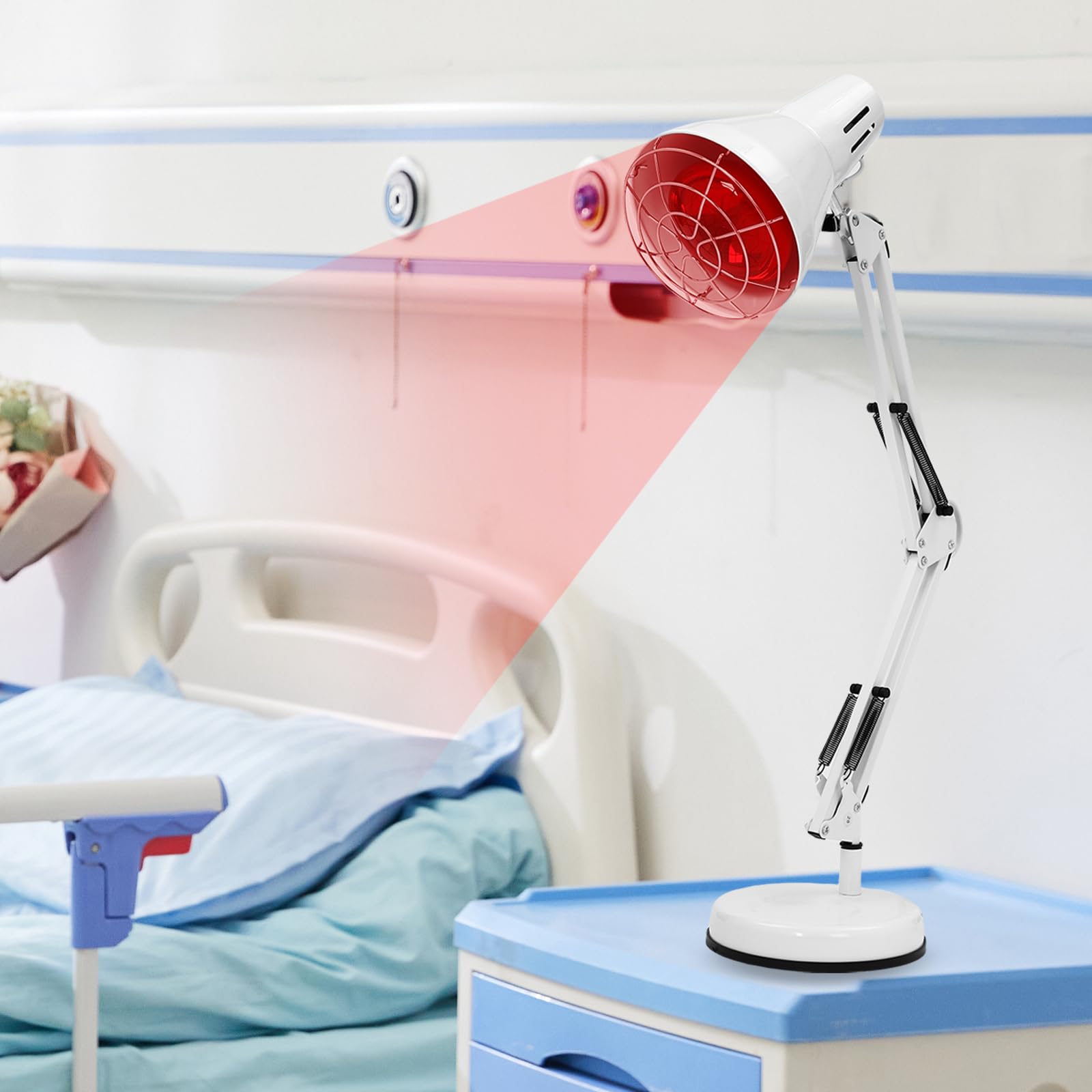 Czerwone światło lampa na podczerwień 150 W, czerwone światło, lampa ciepła z 9 poziomami temperatury i timerem, lampa na podczerwień, medyczna do salonu masażu, regulacja wysokości