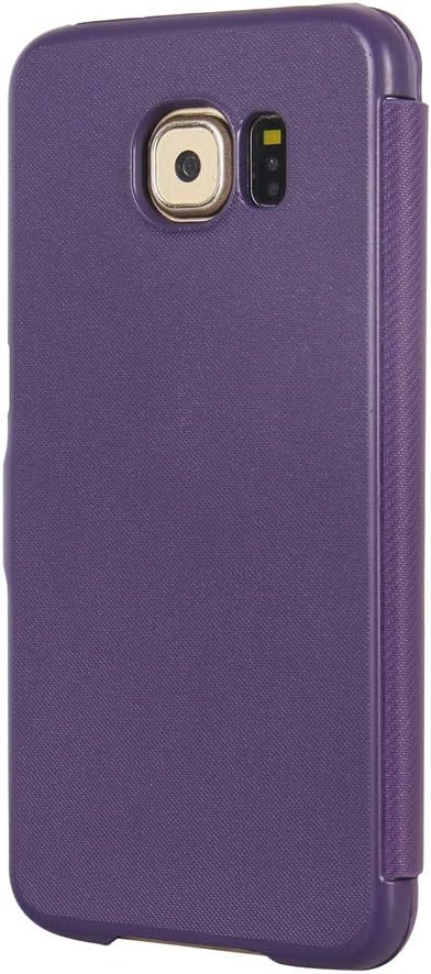 S6 Case, Galaxy S6 Case, MTRONX Window View Magnetic Closure Twill PU Leather Ultra Folio Flip Slim Case Cover for Samsung Galaxy S6 - Purple(MG1-PP)