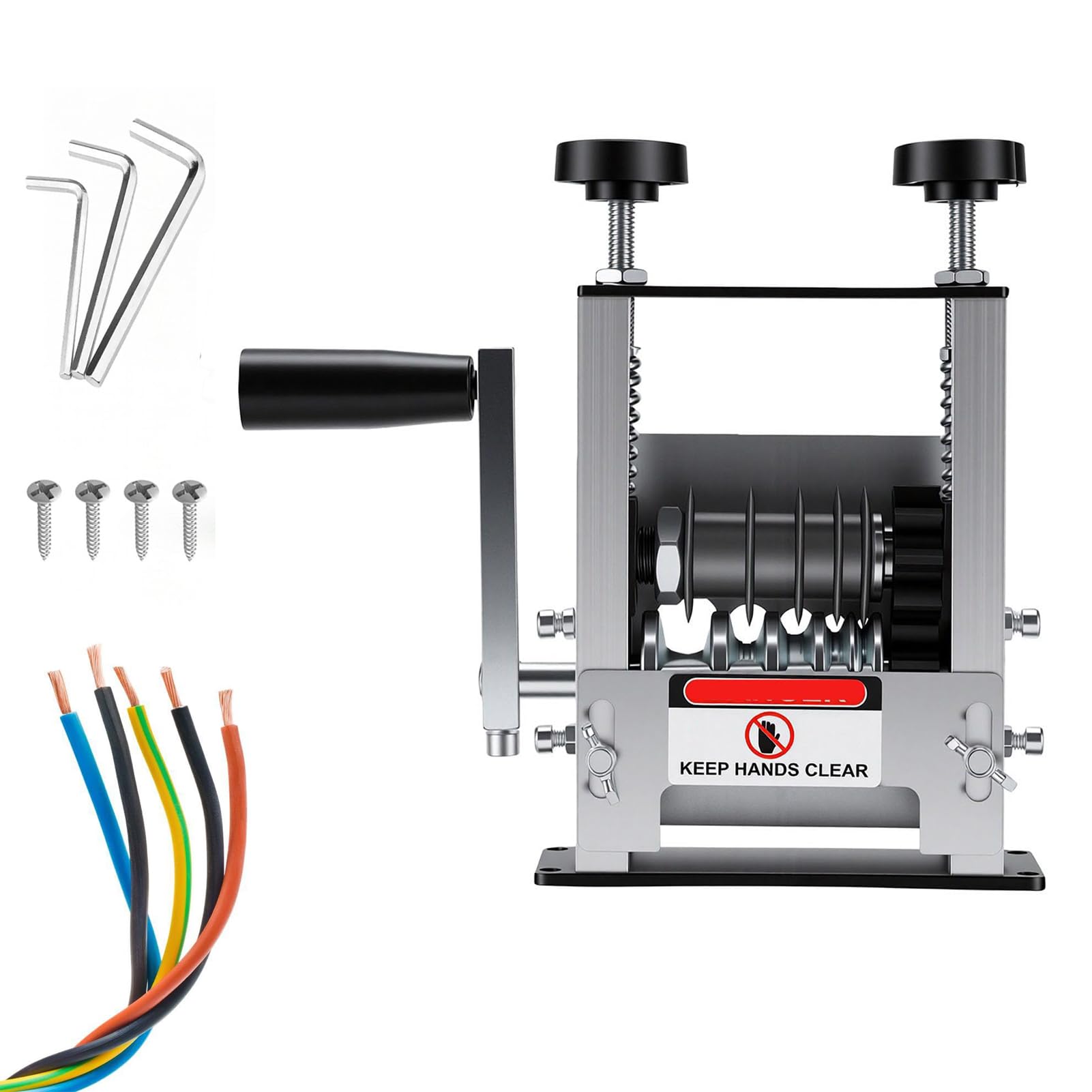 Wire Stripper Machine, Manual Cable Stripper Machine with 6 Feed Channels & 5 Blades, Copper Wire Stripping Machine for 3-17mm Cables, Hand Crank Wire Stripper Tool for Scrap Copper Recycling