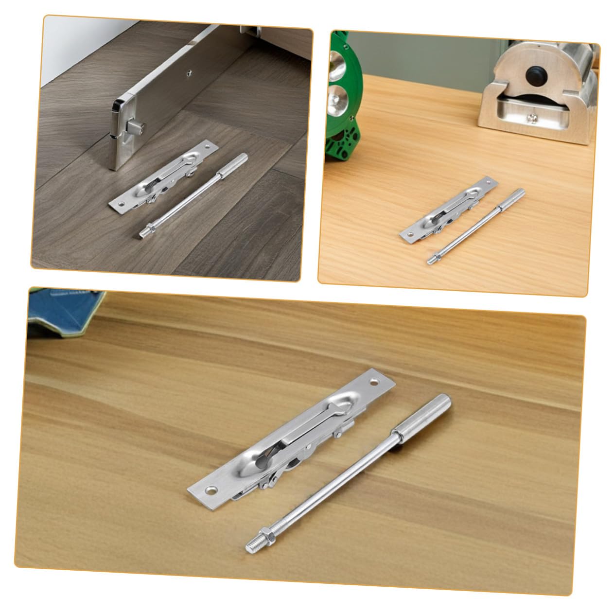 Gatuida 2 juegos Pestillo de Puerta de Acero Inoxidable Cierre Deslizante Empotrado para Puertas Dobles de Madera y Composite Seguridad Reforzada Antirobo