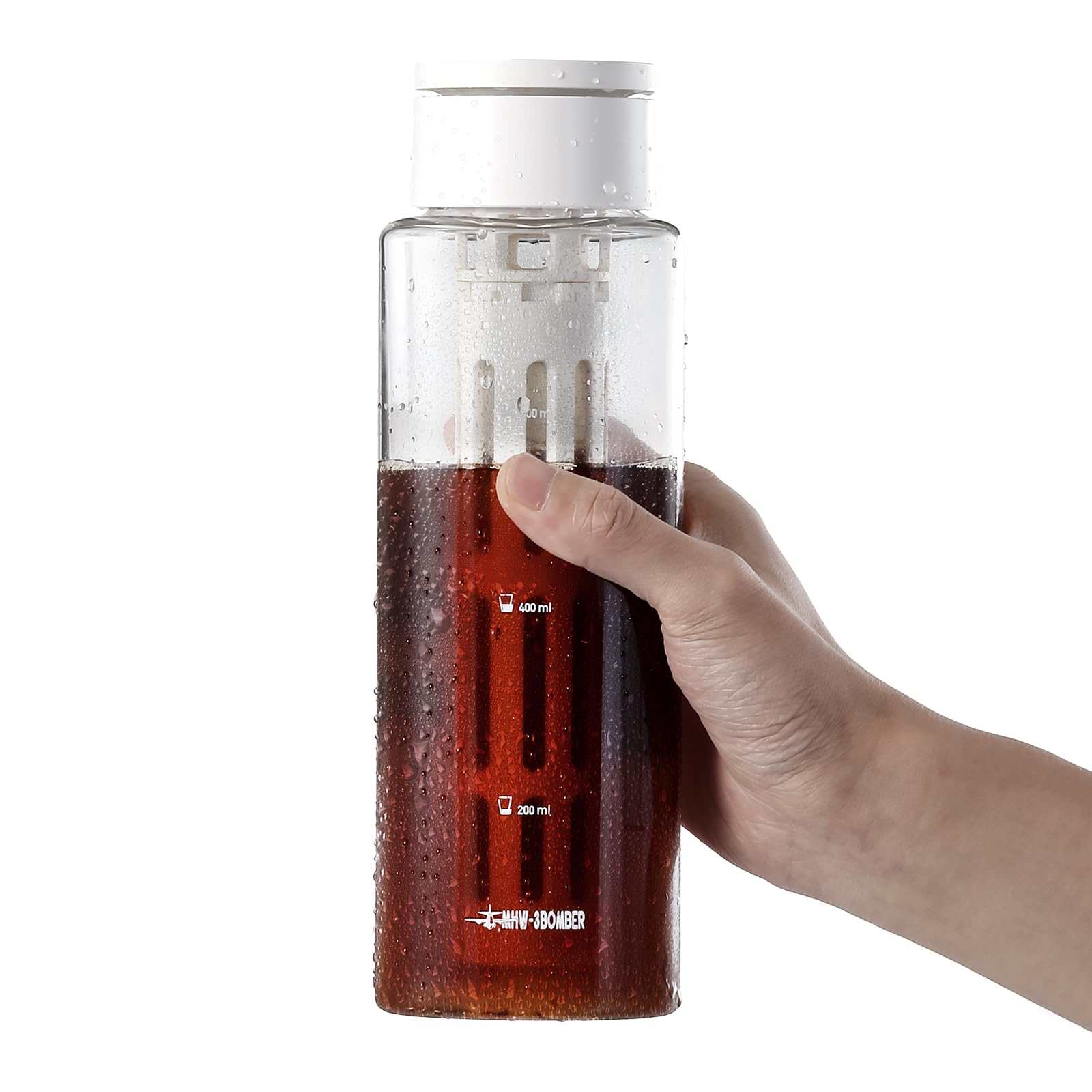 MHW-3BOMBER Cold Brew Coffee Maker, 600ml Tritan Iced Coffee Machine, Iced Coffee Maker with Removable Filter for Iced Tea/Coffee, Suitable for Summer, Outdoor, Campsites, White, Model: CE6136-OS