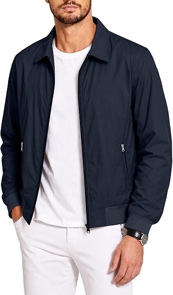 Mens Summer Bomber Jackets Cargo Jacket Outwear with Zip Pockets Smart