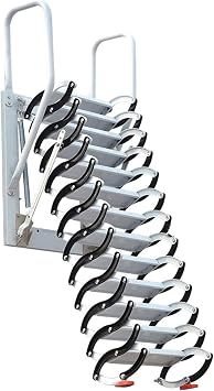 Wall Mounted Folding Ladder Carbon Steel Loft Ladder Load 300kg/660lb Step Ladder Household Non-slip Attic Telescopic Ladder