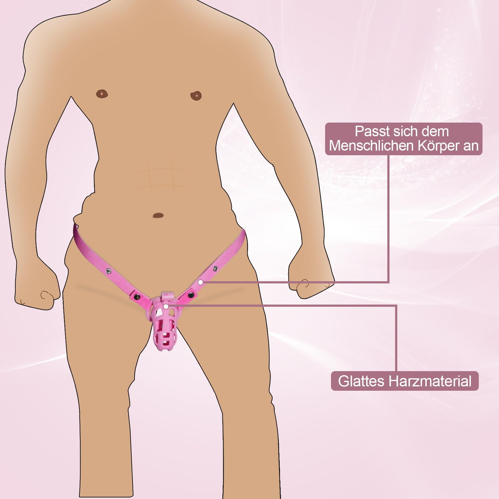 B2-Ceinture de chasteté Set de 4 cockrings Rose Sissy Sex Toy Cage de chasteté Cage de chasteté respirante avec Invisible Lock Design Homme Cock Bondage BDSM Sex toys en résine (small,Pink)