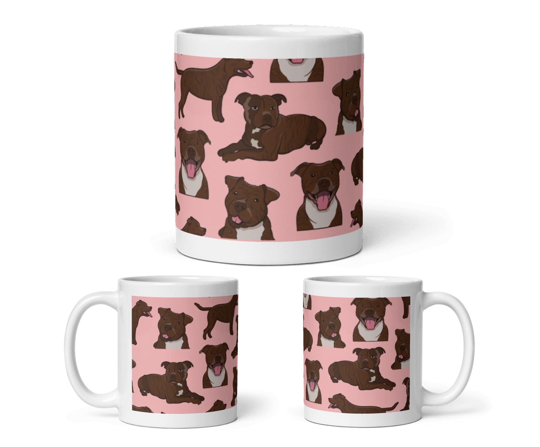 DV DESIGN 1 x Staffy Dog Print Mug - Brindle Staffordshire Bull Terrier Dogs Animals Puppy Pets Pattern Staffie Drinks Mugs Cup Kitchen Gift #81107