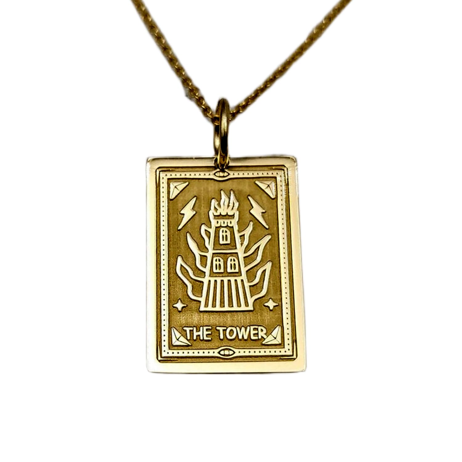 Carta del Tarot en collar de plata de ley colgante rectangular amuleto místico 00981 4