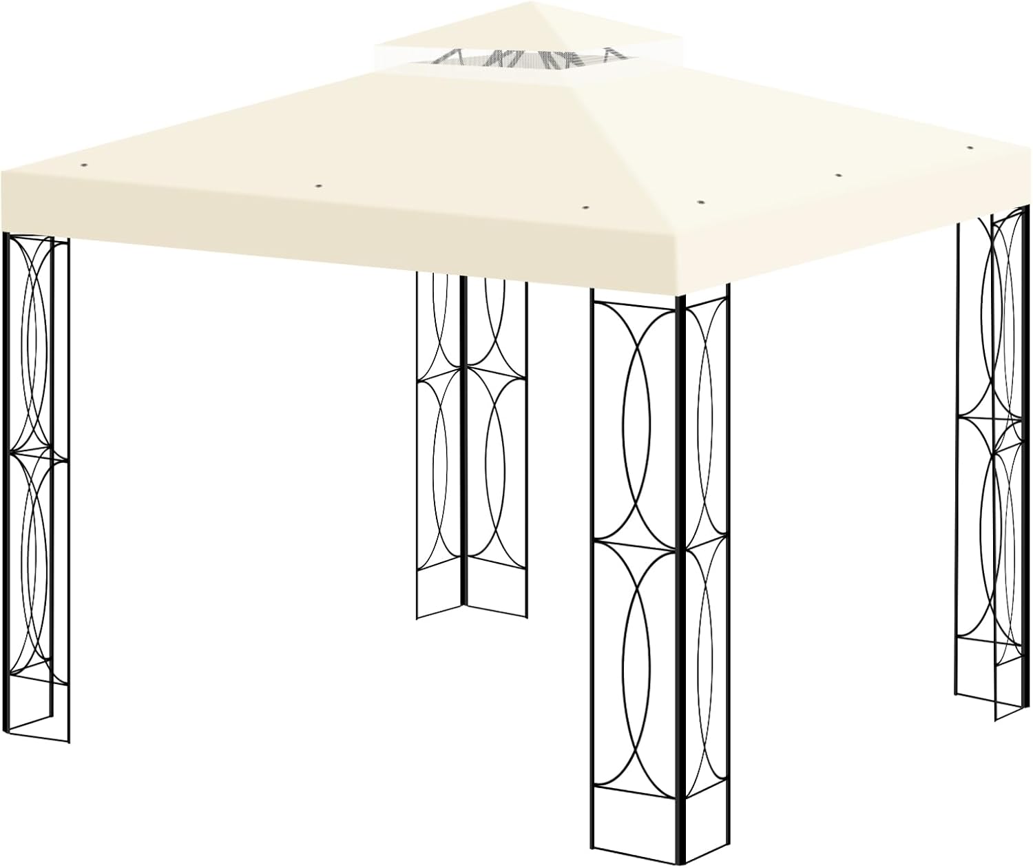 8'x8' Gazebo Top Canopy Replacement Cover - Double Tier Top Canopy Cover Replacement with UV30+, Dirt, Water Resistant for Outdoor, Garden, Pavilion (Beige)