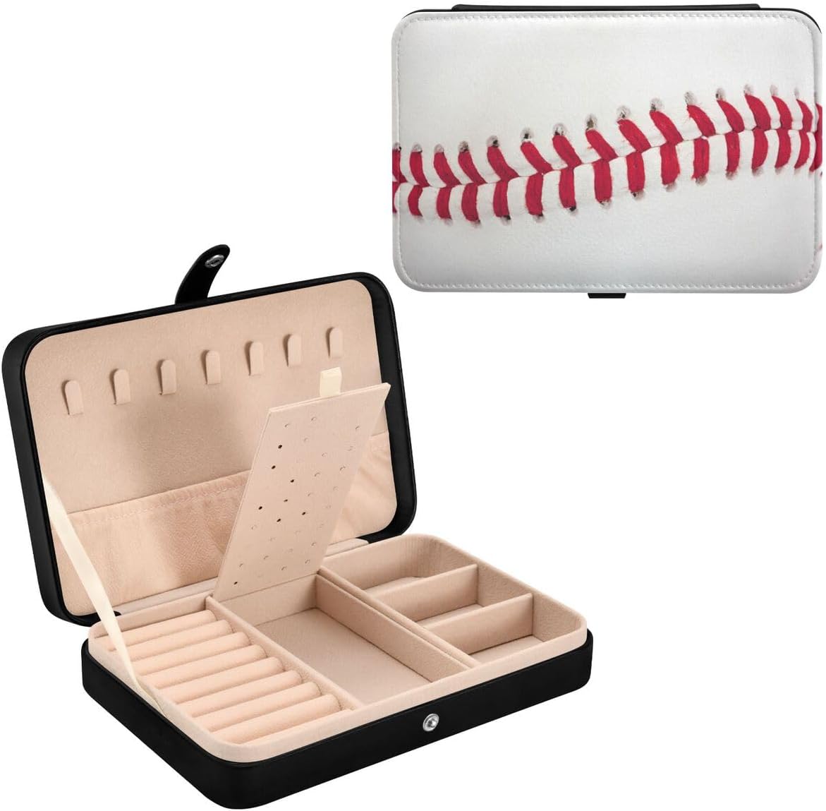 Bolaz Leather Jewelry Box Jewelry Case Storage Box Baseball For Rings Earrings Necklaces