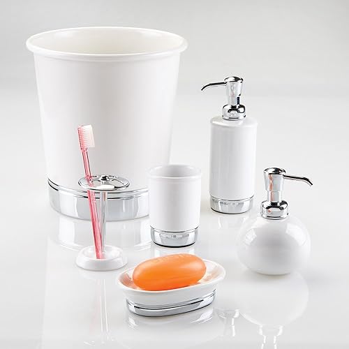 Miniatura 4 de iDesign York - Soporte para cepillo de dientes dividido de cerámica y acero 34 x 50in color blanco y cromado