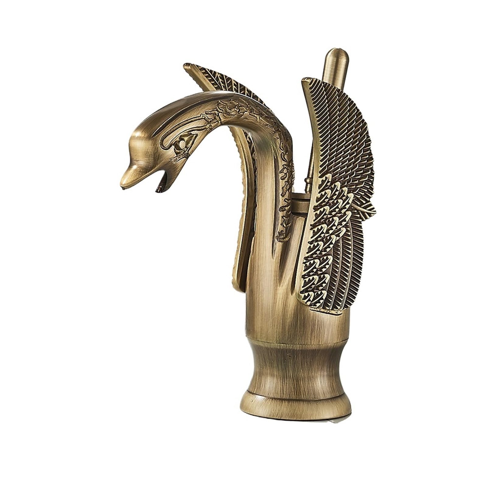 Basin tap Swan Bath Basin Brass Faucet Cold and Hot Water Mixer Taps Black/Gold/Antique Bathroom Washbasin Crane(Antique Brass Short)