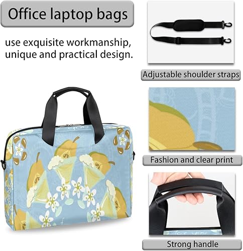 Miniatura 5 de Bolsa para laptop con diseño de postre de pera rosetón de 16 pulgadas con correas para el hombro y asa, resistente al agua, bolsa mensajero duradera