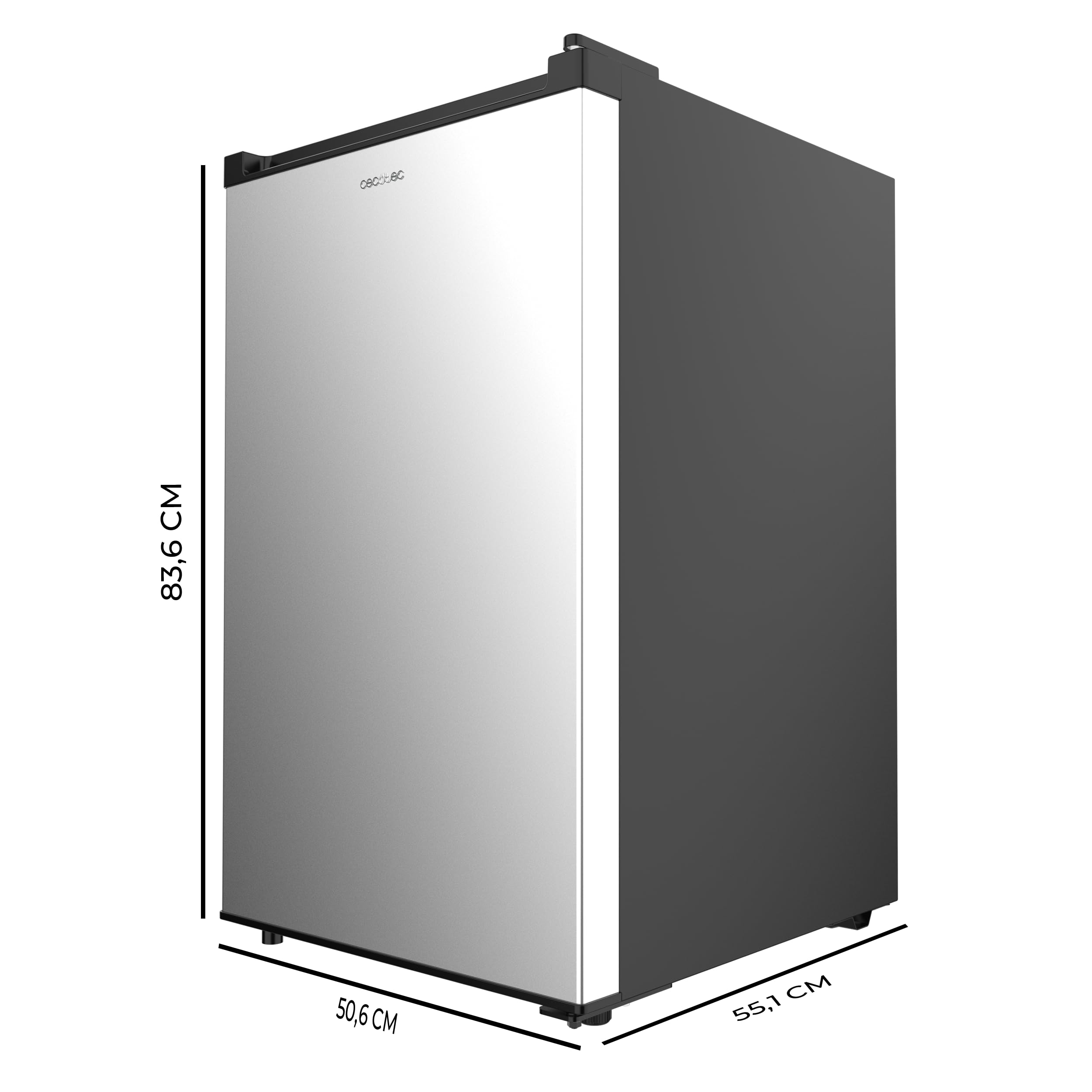 Cecotec Vertikaler Tisch-Gefrierschrank - 87L Bolero CoolMarket TF 87 Inox. 83,6 cm Höhe und 50,6 cm Breite, niedriger Energieverbrauch, flache und reversible Tür, kompaktes Design