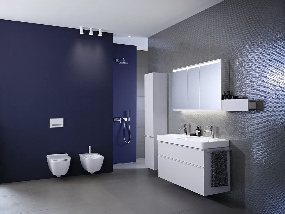 Geberit Doppelwaschtisch Smyle Square 120x48cm, m Hahnloch, mit Überlauf, weiß