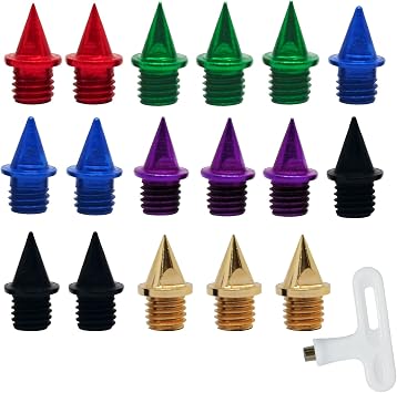 Mixed Colors 1/4 Inch Carbon Steel Track Spikes Track and Field Spike Shoes Nail Accessories with a Nail Puller Spike Wrench Used for Used for Track and Field Sprint Or Cross Country17pcs