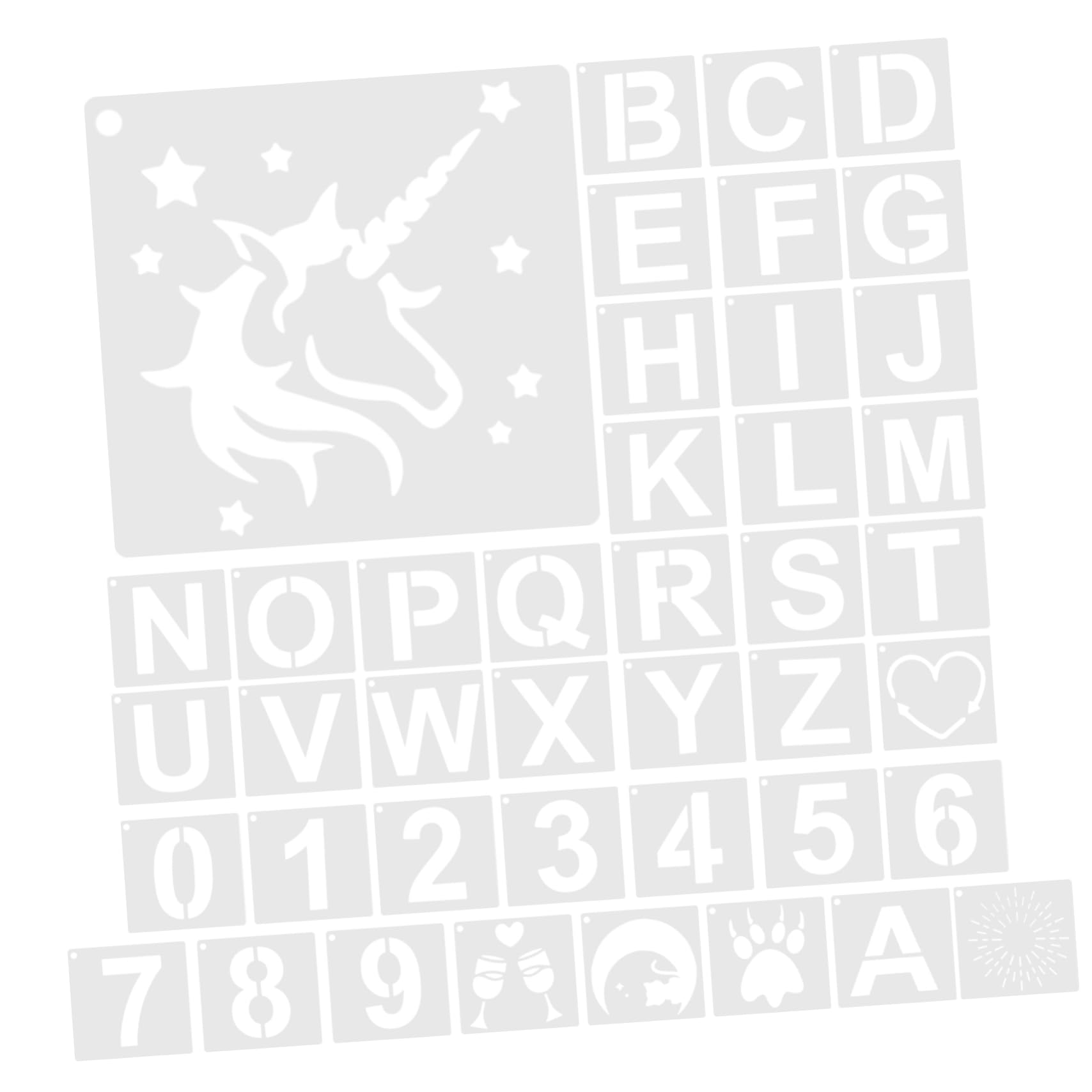 SHINEOFI 126pezzi Stencil Per Pittura Lettere Numeri e Modelli Per Creazioni Fai Te Per Decorazioni Di Diari e Scrapbooking