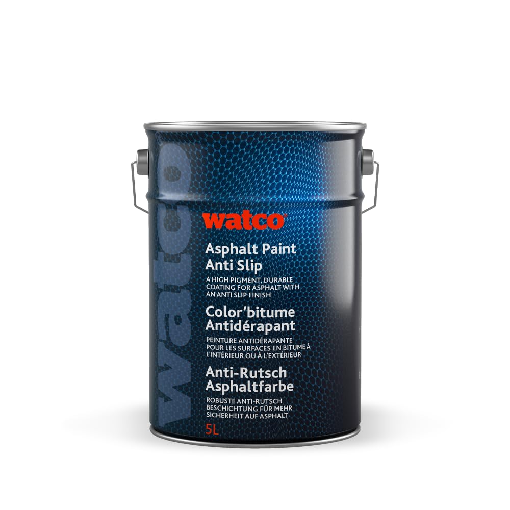 Watco Asphalt Paint Anti Slip - External anti slip paint for public walkways, playgrounds, tennis courts, private driveways (Safety Yellow)