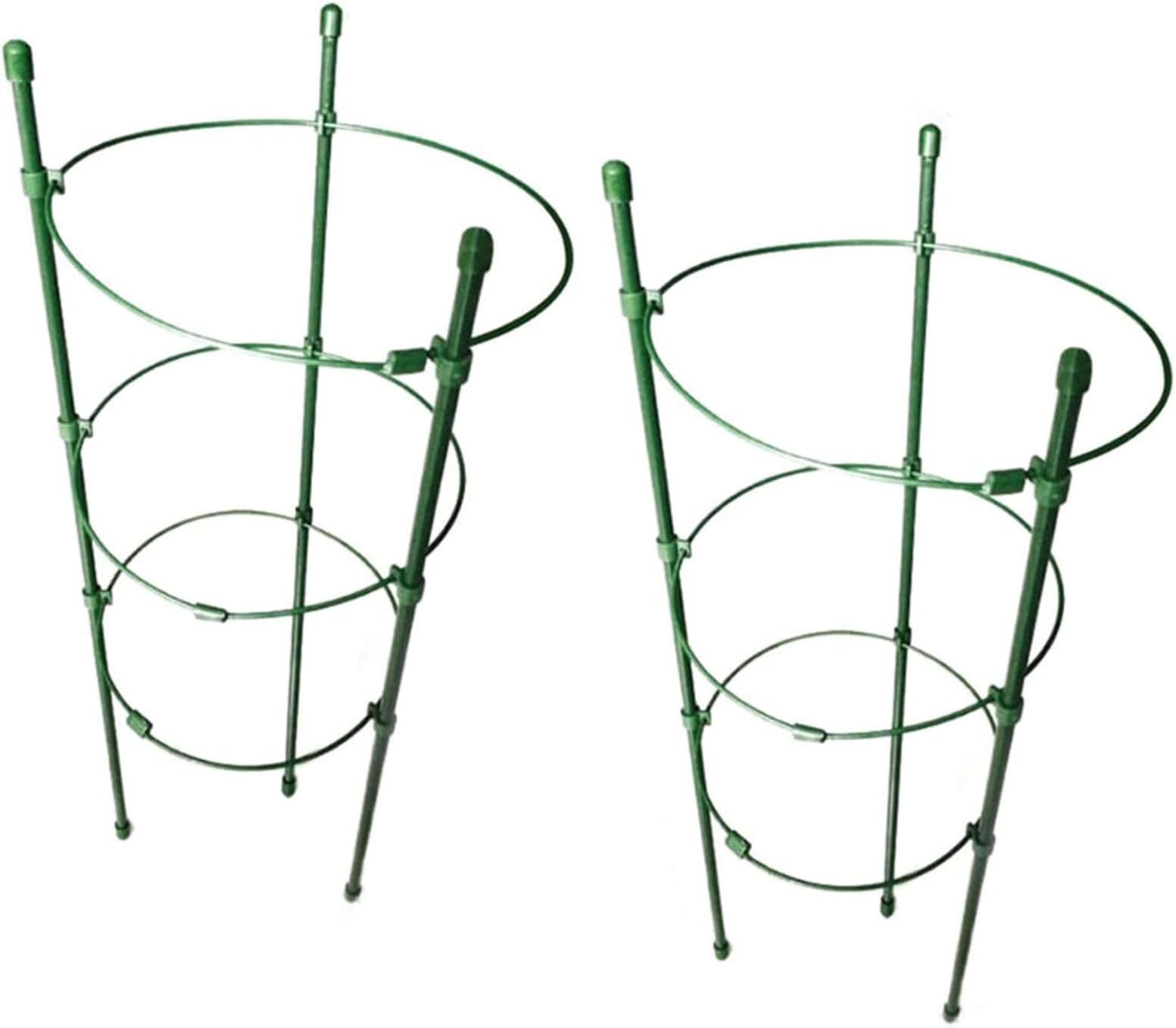 Orgrimmar Vine Trellis Support 17.7" Flowers Plants Cage Triple Plastic Pillar with Iron Rings Vine Plants Holder Stand Small Pot Plant Trellis for Home Garden Balcony(Pack of 2)