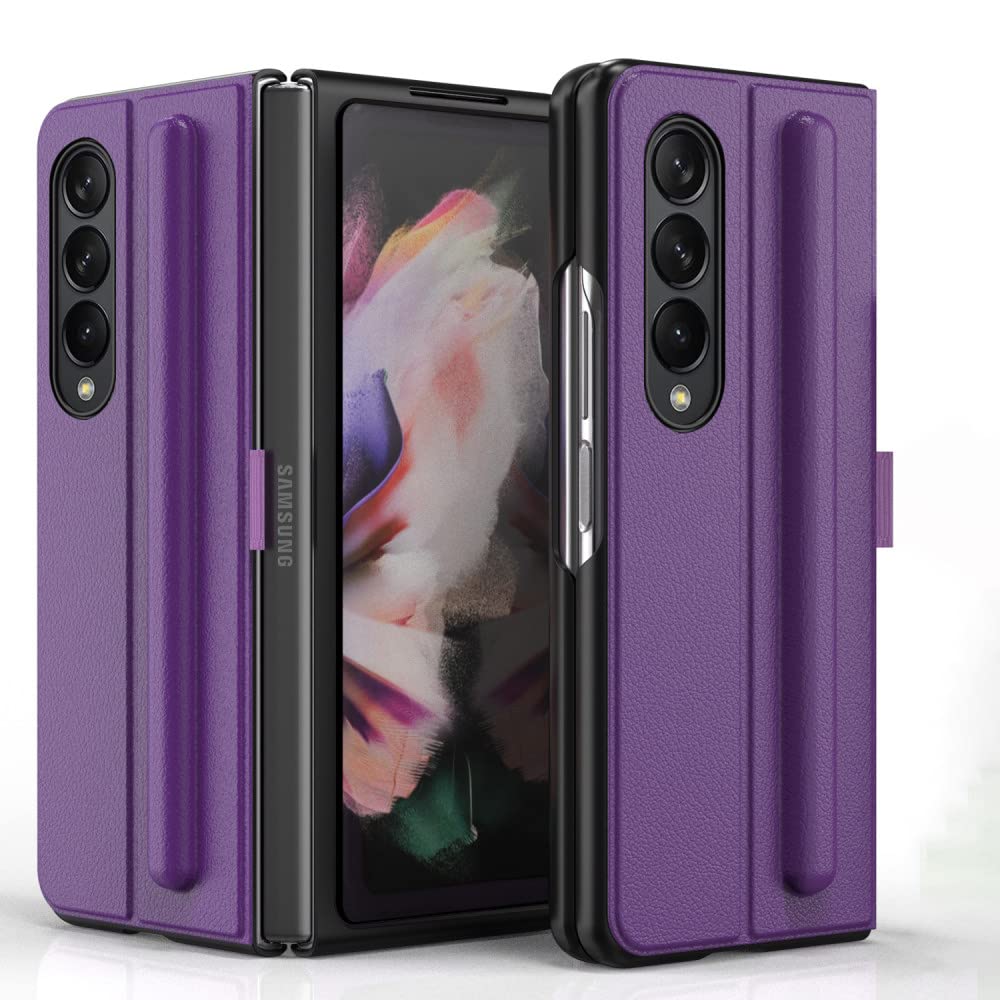 Coque Samsung Z Fold 4 étui cuir violet antichoc protecteur tout compris