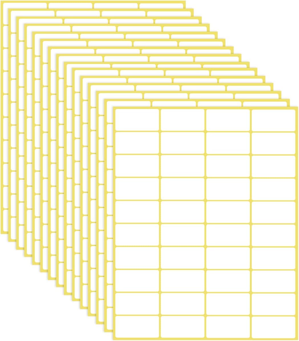 Jinlaili15 Sheet Label Stickers, 600PCS Small Label Stickers, 19 x 38mm, Self Adhesive Stickers Labels for File Folder Labels Price Label Color Code Labels Distinguish Labels