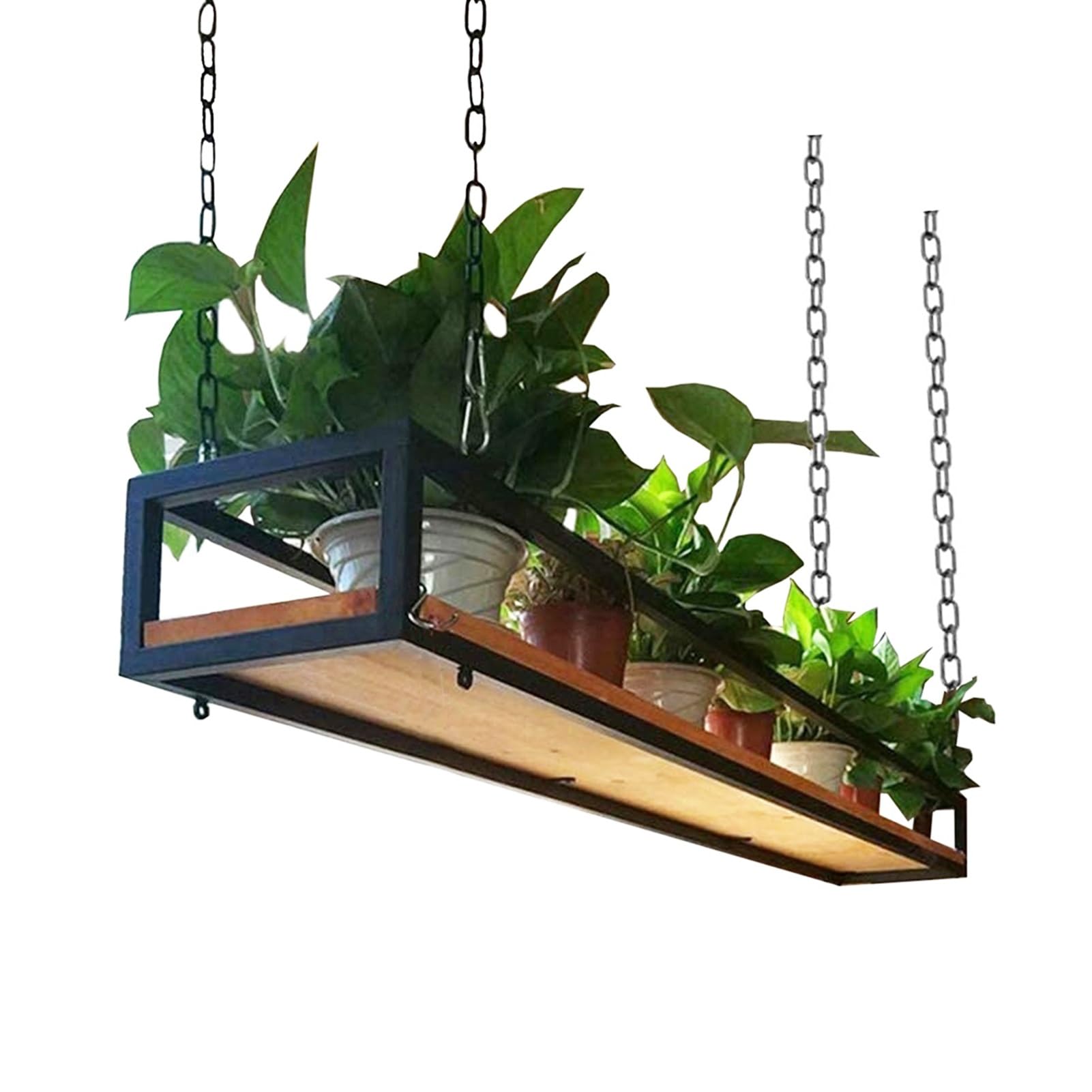 Étagère suspendue pour plantes au plafond du bar ou de la cuisine, déco végétale en métal noir