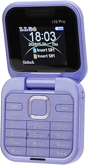 Zunate 2G Mini Flip Mobile Phone, Foldable Cell Phone 2 SIM Card Slots, 1.77 Small Display, Unlocked Flip Phone Supports FM Radio, Quick Dial, Vibration (Purple)