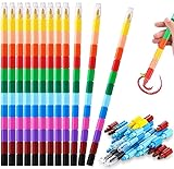 🖍️【SICHER ZU VERWENDEN】：Diese stapelbaren 12-farbigen buntstifte bestehen aus paraffinwachs und kunststoff, sind zuverlässig und geruchlos, liegen angenehm in der hand und sind sicher zu verwenden. wachsmalstifte set helle farben verblassen nicht leicht, regenbogenstifte sind absolut sicher für kinder jeden alters. kann für eine lange zeit verwendet werden.