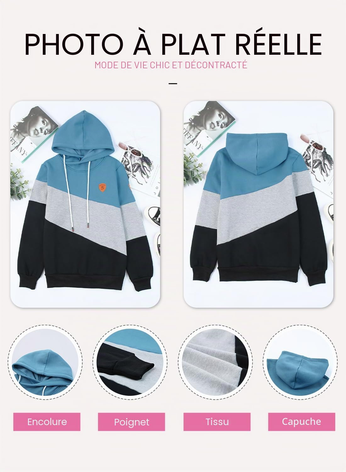 Dokotoo à Capuche Hoodie Manches Longues pour Automne Hiver