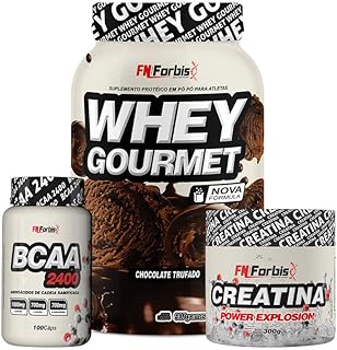 Kit Whey Protein Gourmet Pote + Creatina 300g + BCAA 100 cáps - FN Forbis Nutrition (Chocolate Trufado)