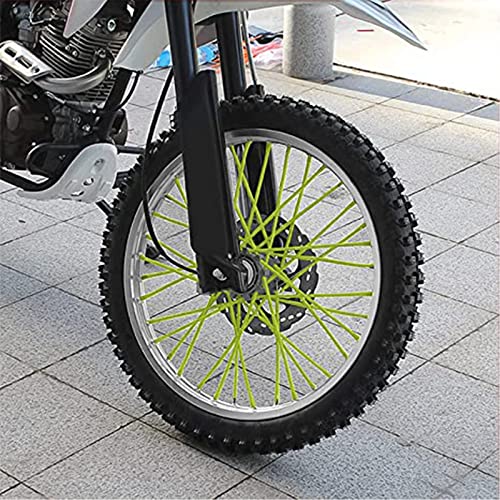 Image of 72 PCS Universal Spoke Skins Motorcycle Dirt Bikes Colorful Protective Trim Wrap Cover Wheel Guard for Yamaha Kawasaki Suzuki(Fluorescent Green)