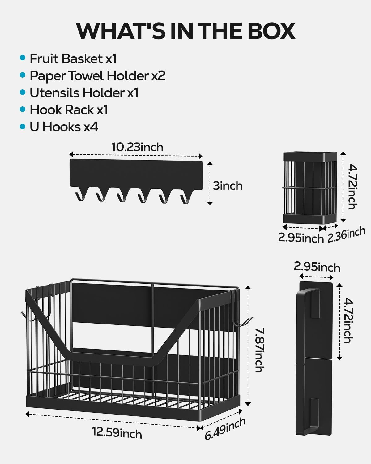 Nieifi Onion Potato Storage, Magnetic Fridge Organizer 4 Pack - Fruit & Vegetable Storage Magnet Fridge Shelf with Utensils Racks, Paper Towel Holder for Kitchen, Laundry Room